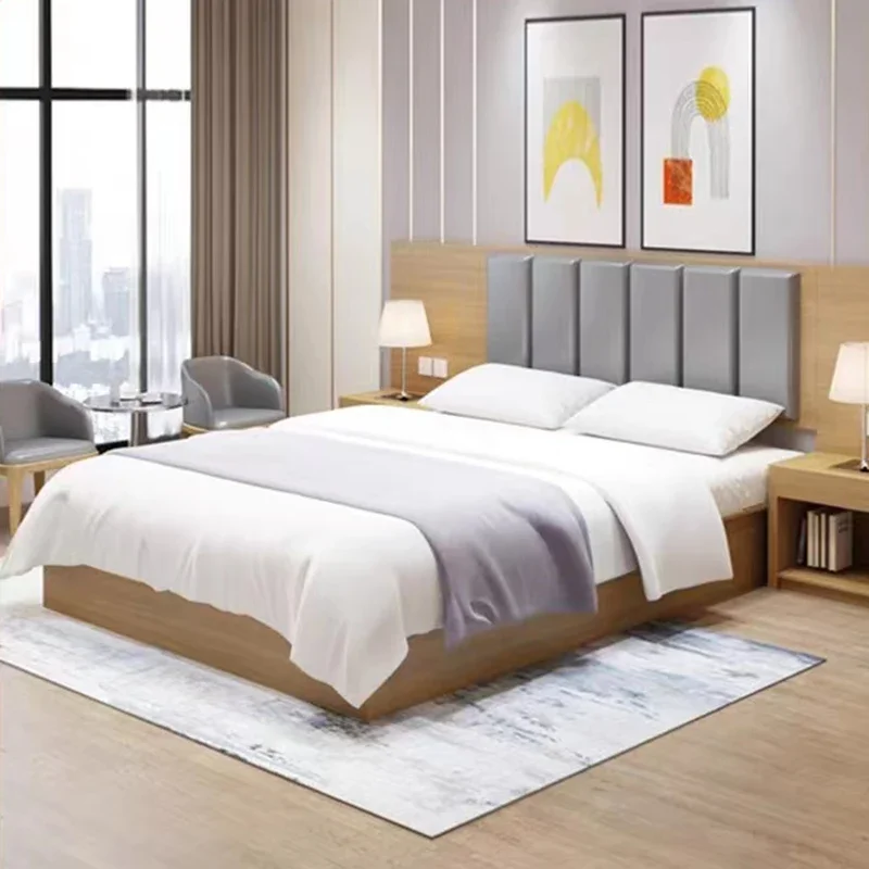 Modern Bedroom Apartment Bed Set Nordic Mobile Double Simplicity Bed Frame Design Single Letto Matrimoniale Hotel Bed Furniture customized suit nordic bed design apartment standard room bed frame bedroom mobile letto matrimoniale hotel bed furniture