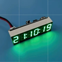 Compact LED Digital Clock with 6 - bit Display and Adjustable Brightness (Green)