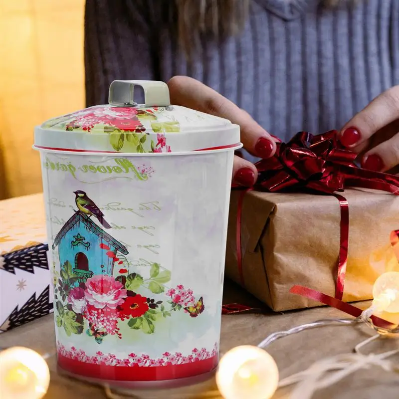 Tin Metal Box Storage Jar Canister Cookie Food Candy Containers Biscuit Tinplate Jars Farmhouse Christmas Kitchen Tea With Gift