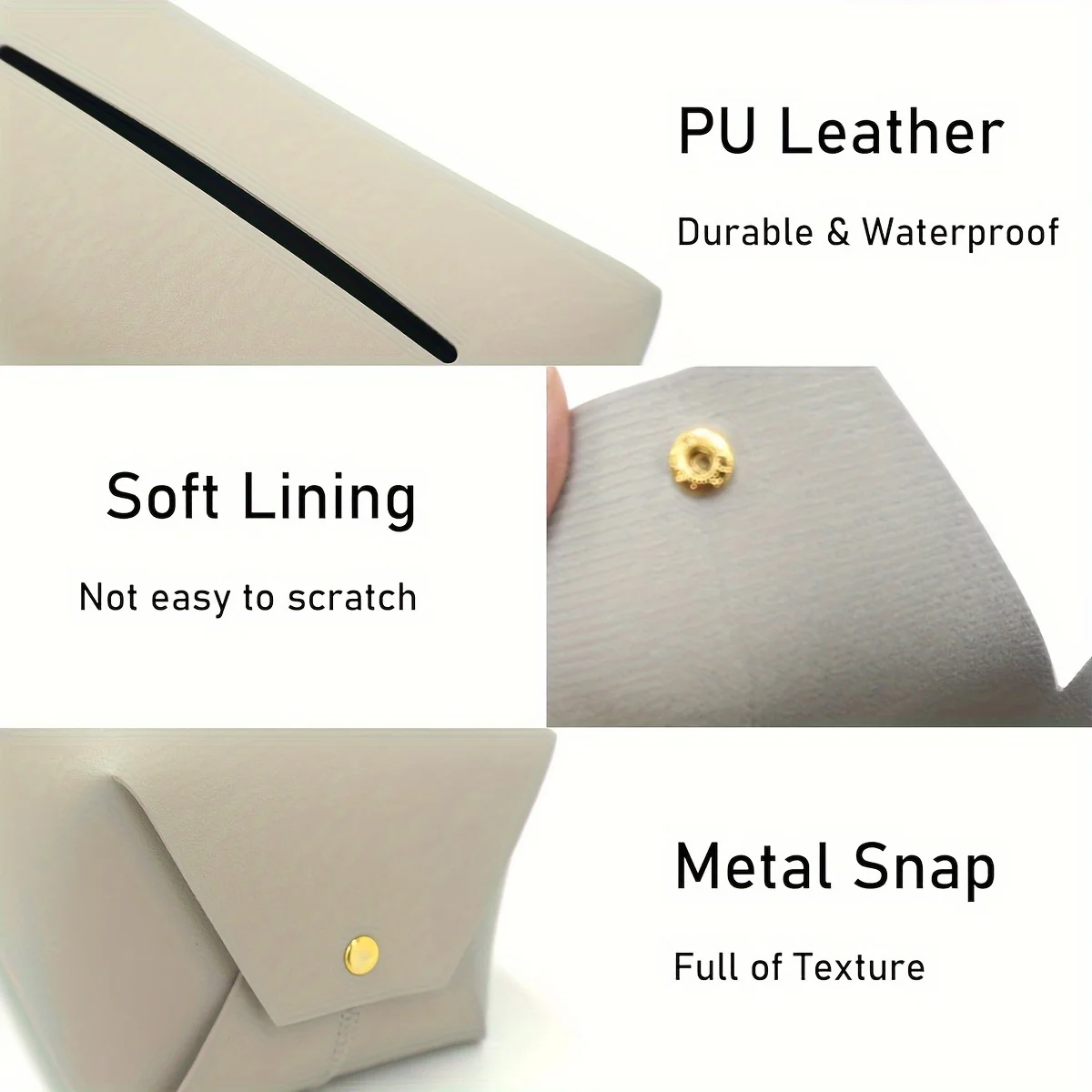 Tissue Box Cover - Bathroom Vanity, Bedside Table, Car Decoration Organizer Modern PU Leather Square Tissue Box Holder 4
