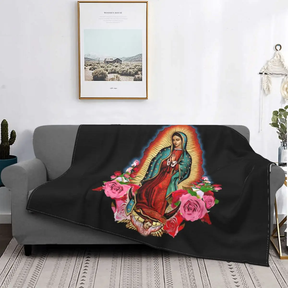 

Catholic Our Lady Of Guadalupe Blankets Warm Flannel Mexico Religious Throw Blanket for Bedding Travel Sofa