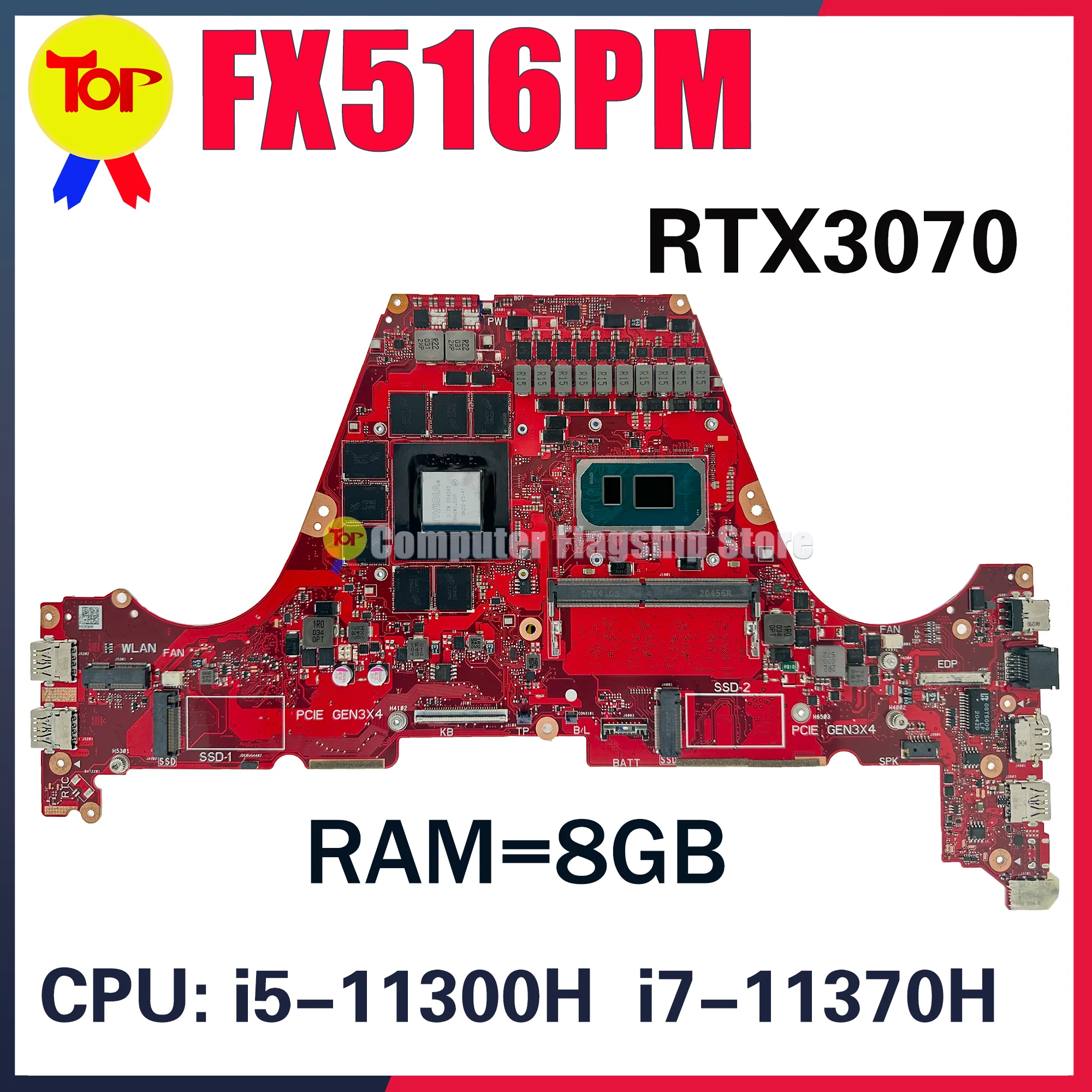 

FX516PC Laptop Motherboard For ASUS TUF F15 FX516PR FX516PE FX516PM PX516P I5-11300H I7-11370H RTX3050 RTX3060 RTX3070 Mainboard