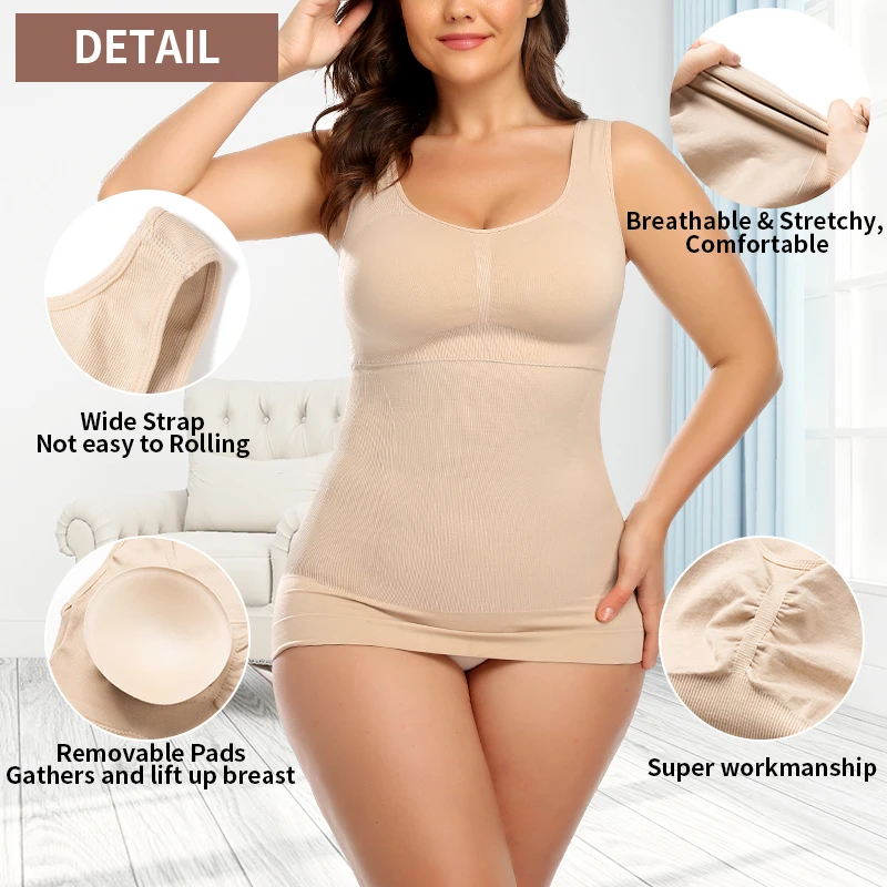 Women Body Shaper Bra Cami Tank Top Vest Corset Shapewear
