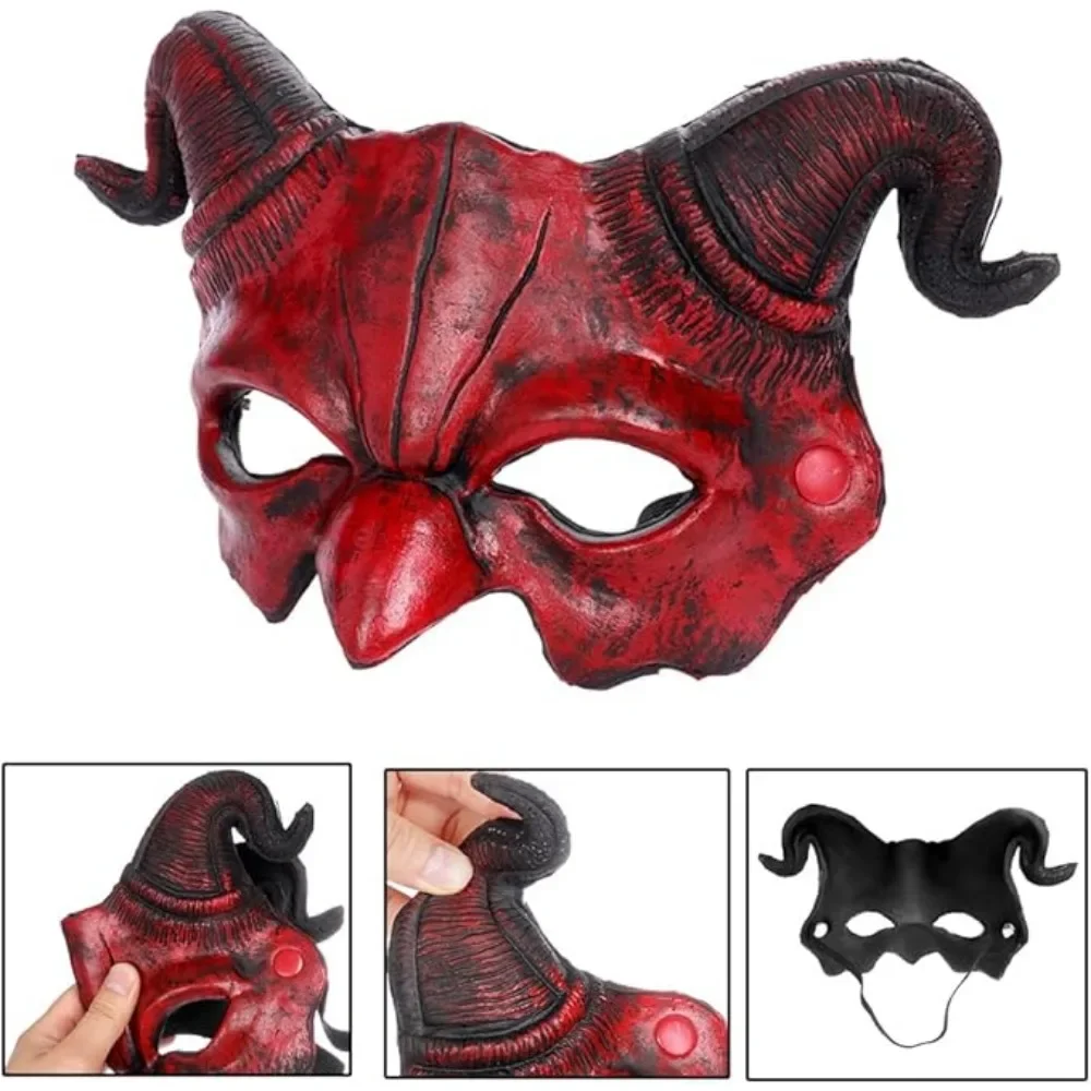 Diabo: O Máscara de Chifres e Meio Rosto para Festas de Halloween que  Realmente Funciona, image size:1000x1000