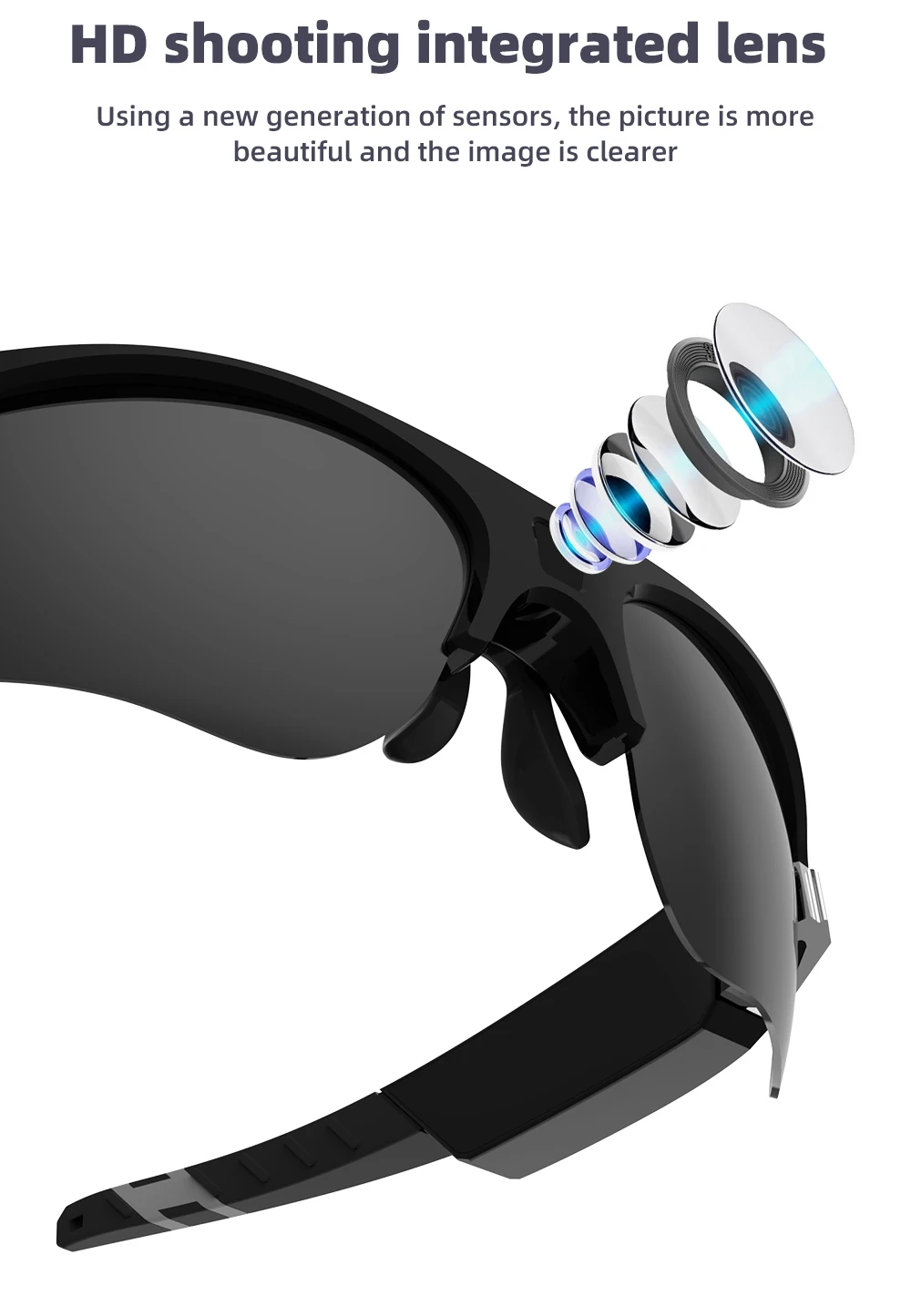 HD 1080P Mini Sports Glasses Camera Smart Glasses Polarized Lens Sunglasses Camera Riding Glasses Audio Video Recorder Camcorder