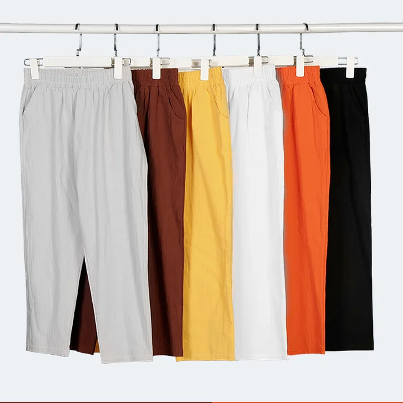 

Women Pants High Waist Loose Cotton and Linen Harem Pants Casual Summer New Style Wide Leg Pant Korean Fashion Carrot Pants