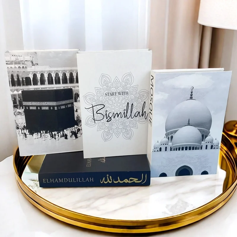 Islamic Luxury Fake Book Home Decor Mosque Kabaa Decorative Books Storage Box Simulation Book Coffee Table Interior Decoration