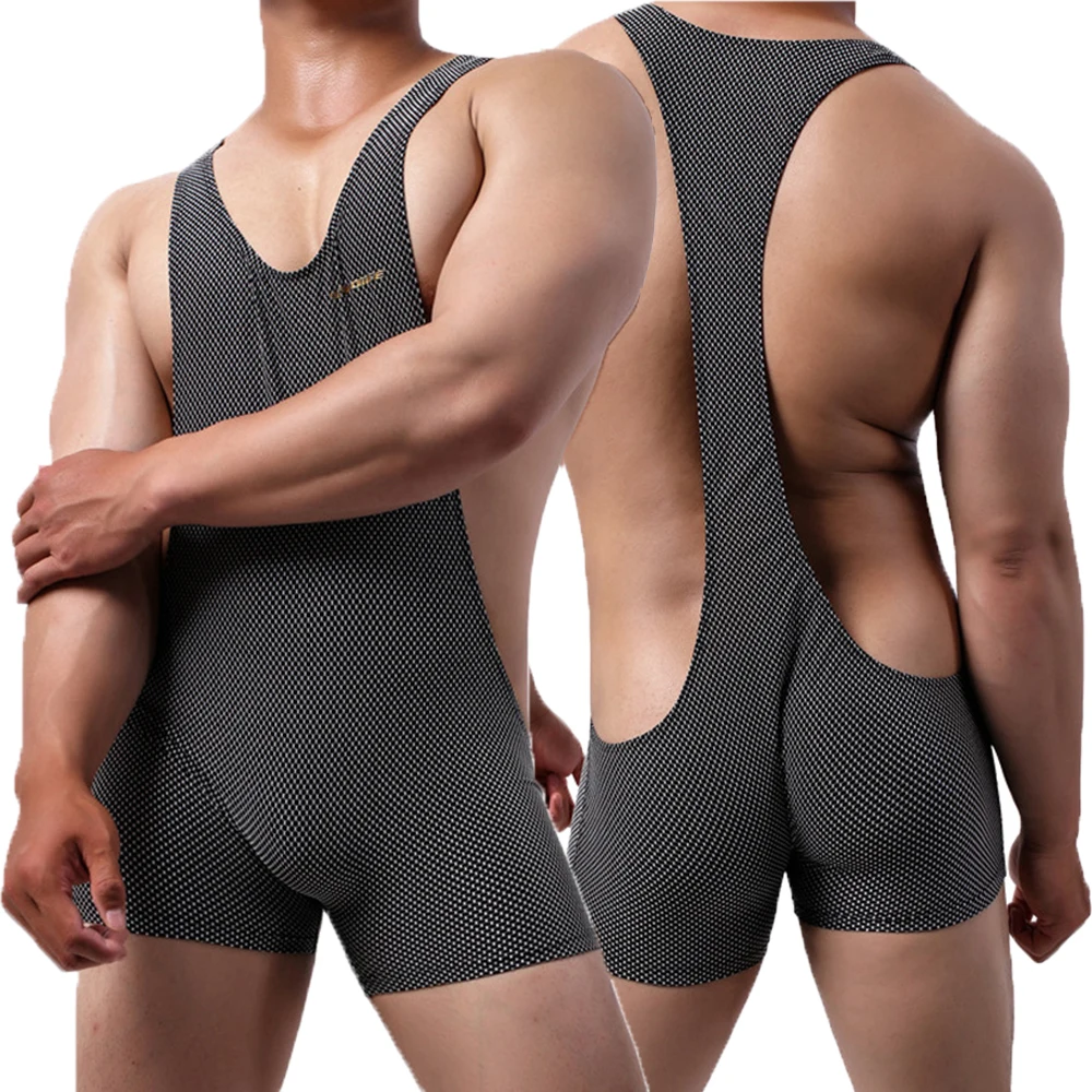 Men Sexy Tank Top Undershirts Bodysuit Sportwear Leotard Fitness Wrestling Singlet Vest Bodysuit Bodybuilding Jumpsuit Underwear