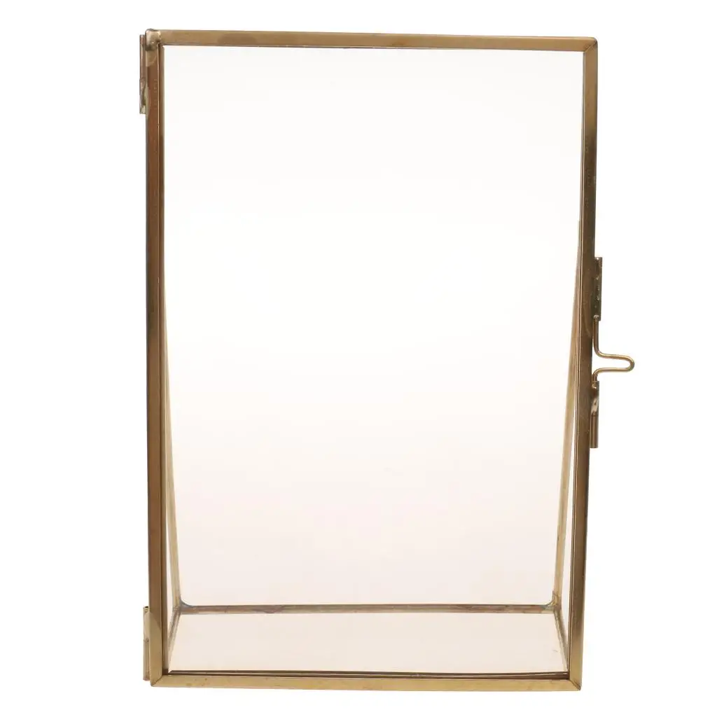 Modern Clear Glass Hanging/Free Stand Picture Photo Frame Portrait Brass Black
