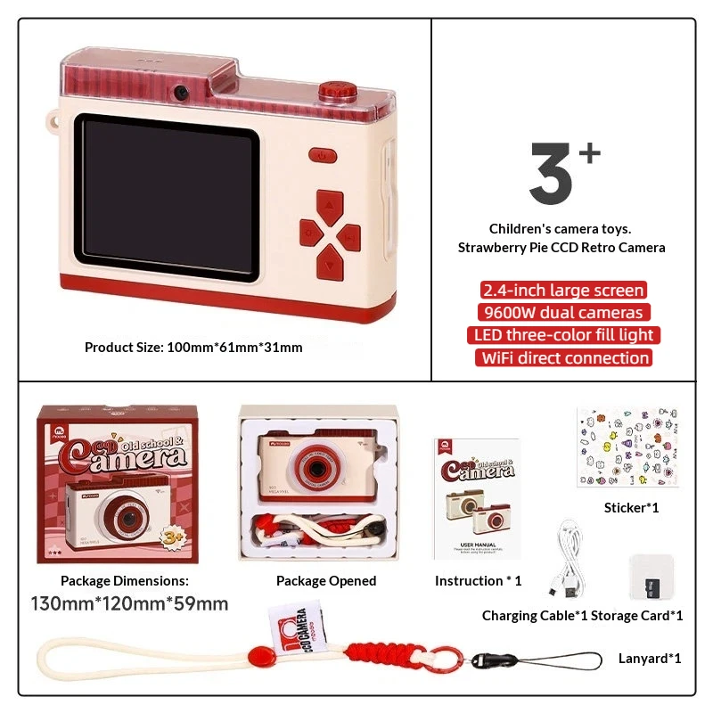 Mobee SSD vintage kamera Çocuk Dijital Kamerası Yüksek çözünürlüklü pikseller 2.8 inç geniş ekran 12800W çift kameralı ve 16x zoom özellikli