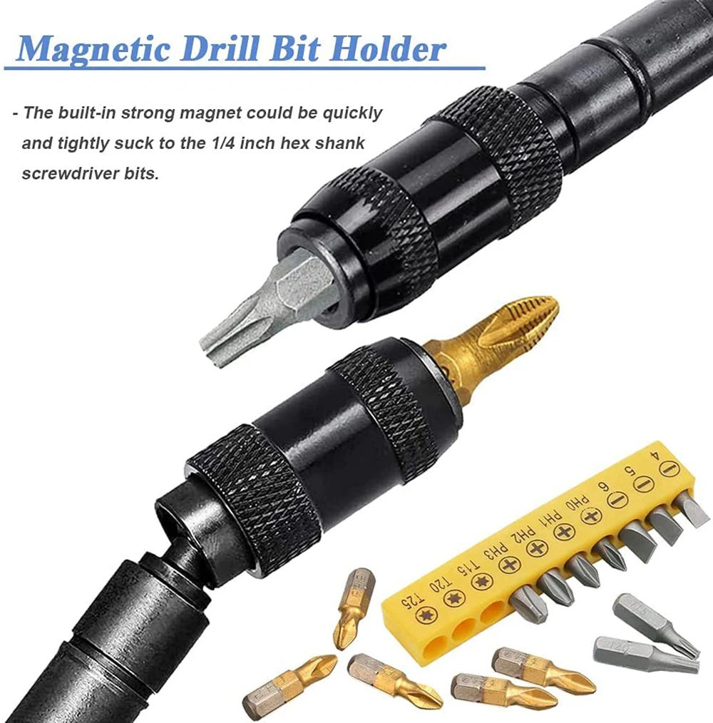 Screwdriver Bit Swivel Drill Bit Holder Magnetic Pivot Drill Bit