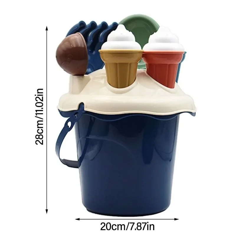 Kids Beach Toy Digging Sands Tool Sand Toys Set with Shovel Rake Water Bucket Ice Cream Mold for Infant Todddler Birthday Gifts 6