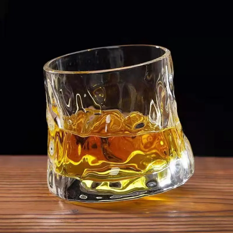 Whiskey Glass 160ml Thicken Creative Whiskey Glass Rotating Tumbler Spinning Liquor Cognac Brandy Snifter