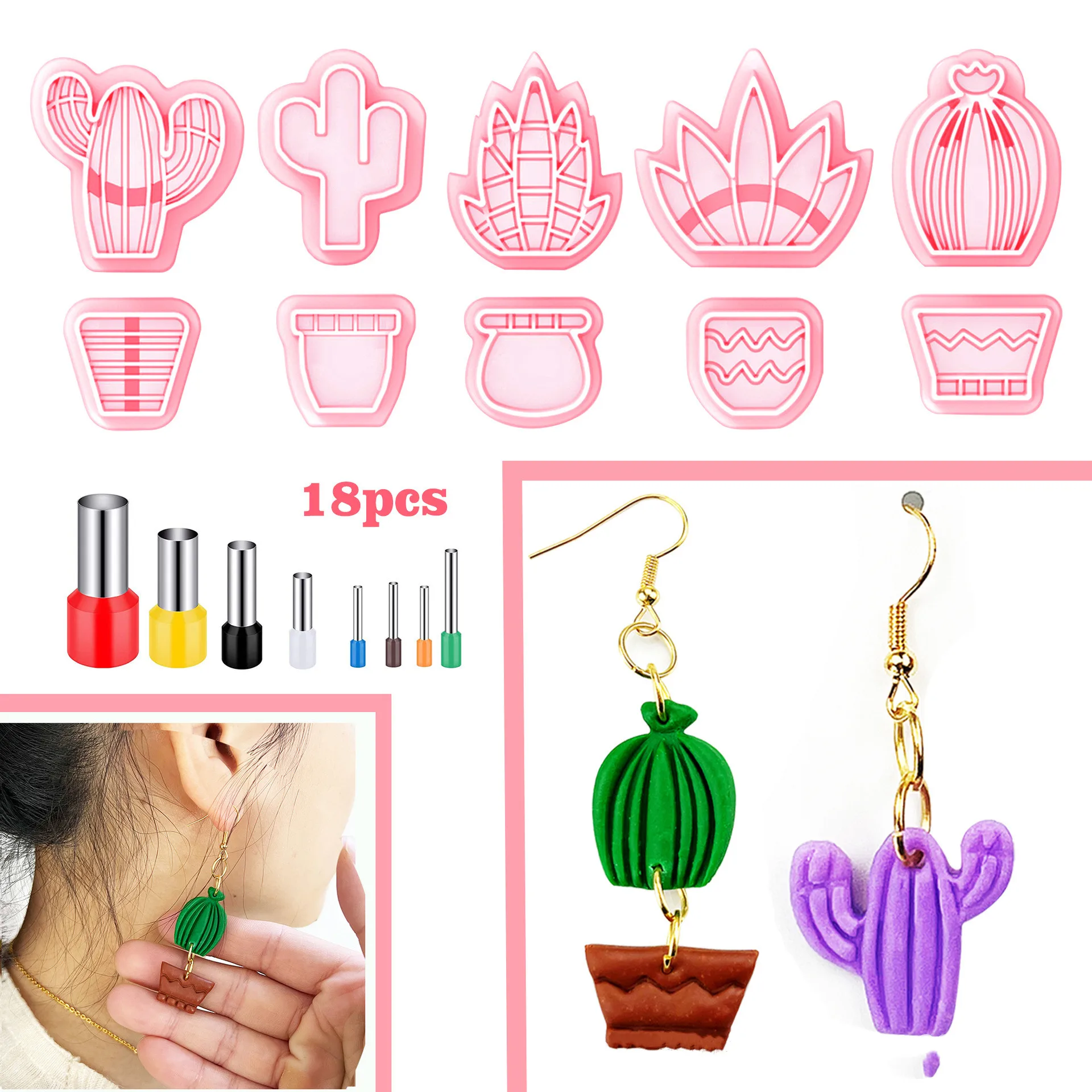 Clay Cutters for Polymer Clay Jewelry Cactus Shape Pottery