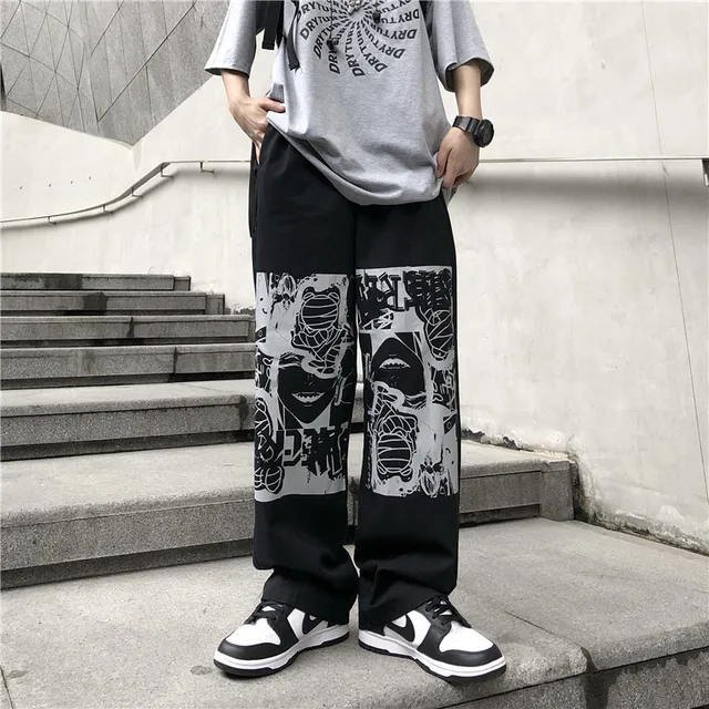 Street Oversized Men And Women Trousers Anime Printing Casual