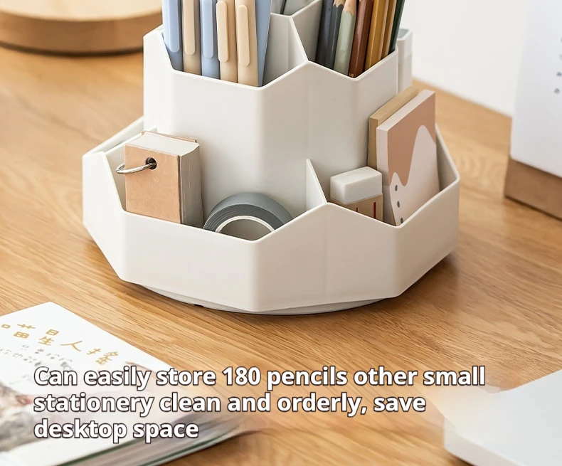 Rotating Pen Holder - Large Capacity Desktop Organizer | 360 Degree Rotation Resin Storage