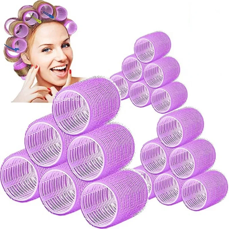 Self-Grip Hair Rollers Heatless Hair Curlers No Heat Bang Volume Self-adhesive Hook & Loop DIY Styling Tool Random Color hair styling tool,hair curling tools