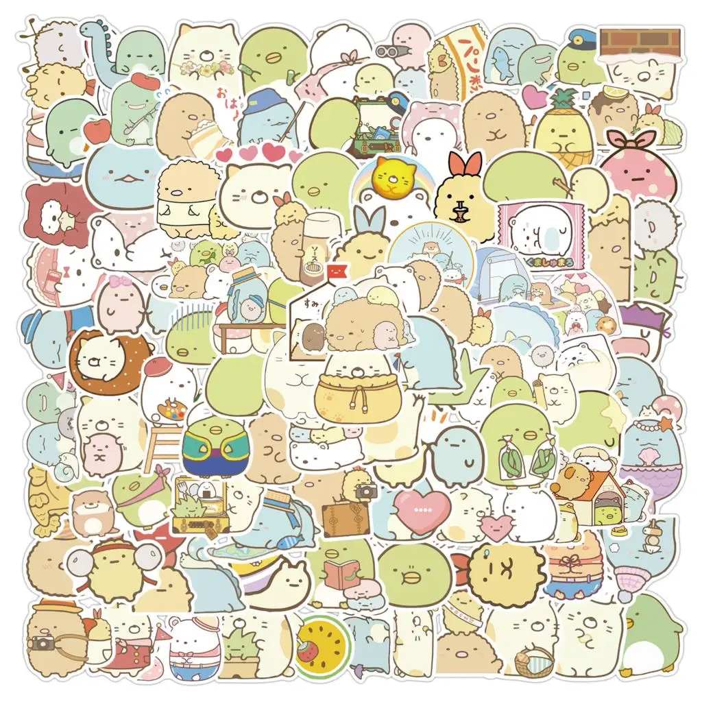 

100Pcs Cartoon Creatures in the Corners Waterproof Stickers Graffiti Refrigerator Water Cup Skateboard Decoration Stationery
