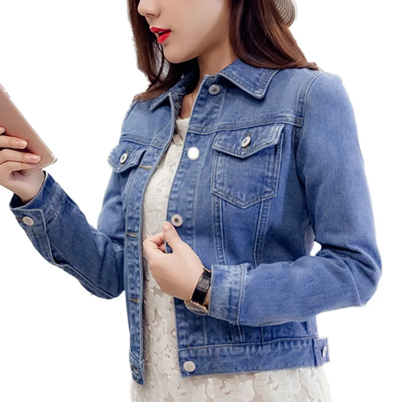 New  Denim Jacket Blue Bomber Short Jeans Jacket Casual Ripped Denim Outwear 2XL Slim Long Sleeve Black Jeans Jack Coat jack rectangular petrol blue поднос l