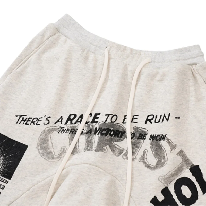 Top Quality 1:1 Streetwear RRR123 Graffiti Letters Print Shorts Mens Womens Trendy Loose Hip Hop Drawstring Breeches 3