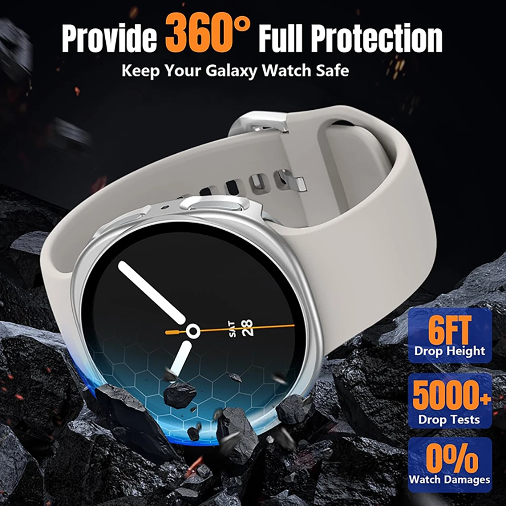 Premium Tempered Glass + PC Protective Case for Smartwatch – Full Coverage Screen Protector Accessories