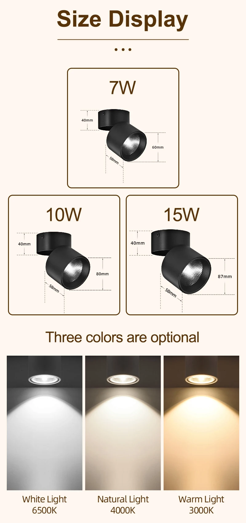 Description Picture 3 of itemFoldable Led Downlight Surface Mounted Spotlight Ceiling Lamp Kitchen Led Spot Light for Store Home Living Room Decor Lighting