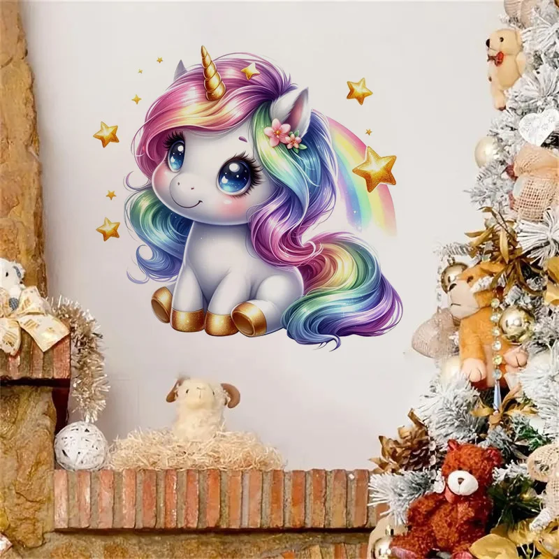 Cute Rainbow Unicorn Sticker Water-proof Home Wall Decal Used for Wall Bathroom Cabinet Door Toilet Car Laptop wall stickers,toilet stickers