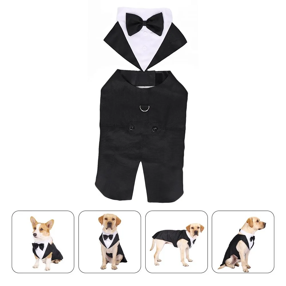 Dog's Formal Wedding Black Shirt Tailcoats for Medium Large Dogs Fashion Suit for Party Cosplay Golden Retriever Bulldog Samoyed dog costume set dog coats
