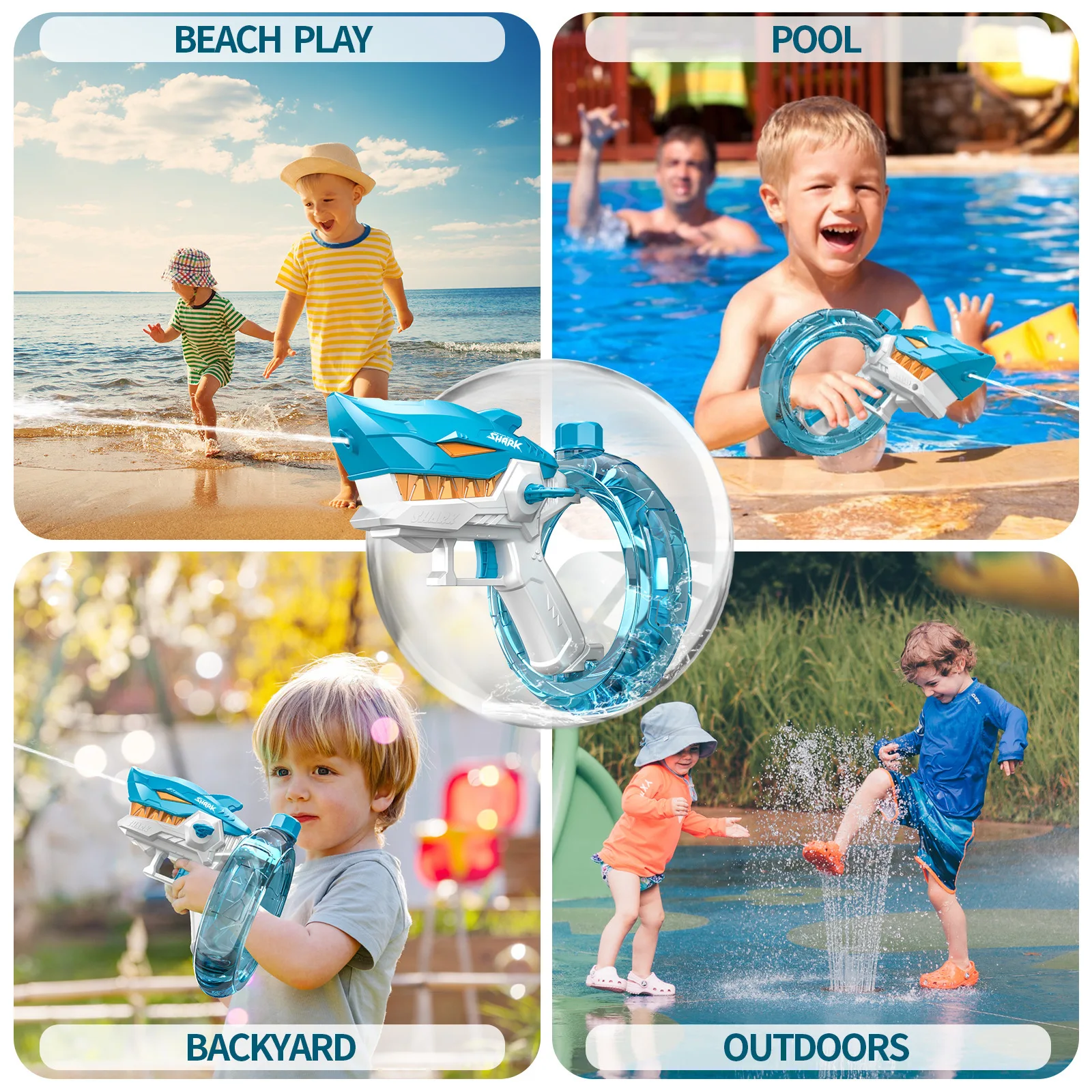 2024 Summer New Electric Water Gun for Adults & Kids Shark Automatic Squirt Guns Toys High Pressure Water Guns Outdoor Toys Gift 6