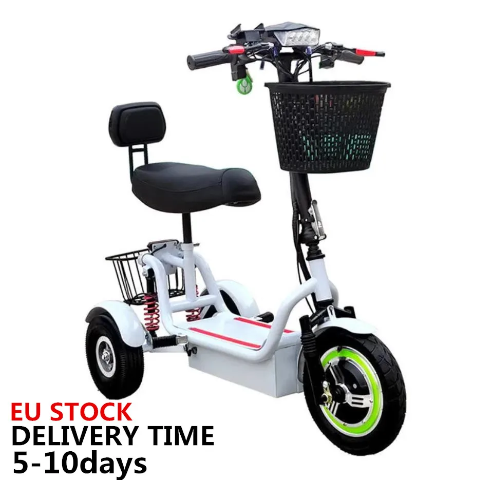 Triciclo Elettrico 12 Pollici 48V 350W 40-50Km Adulto Anziano Scooter Pieghevole Mini Moto A Tre Ruote Electrica E-Bike Scooter Elettrico