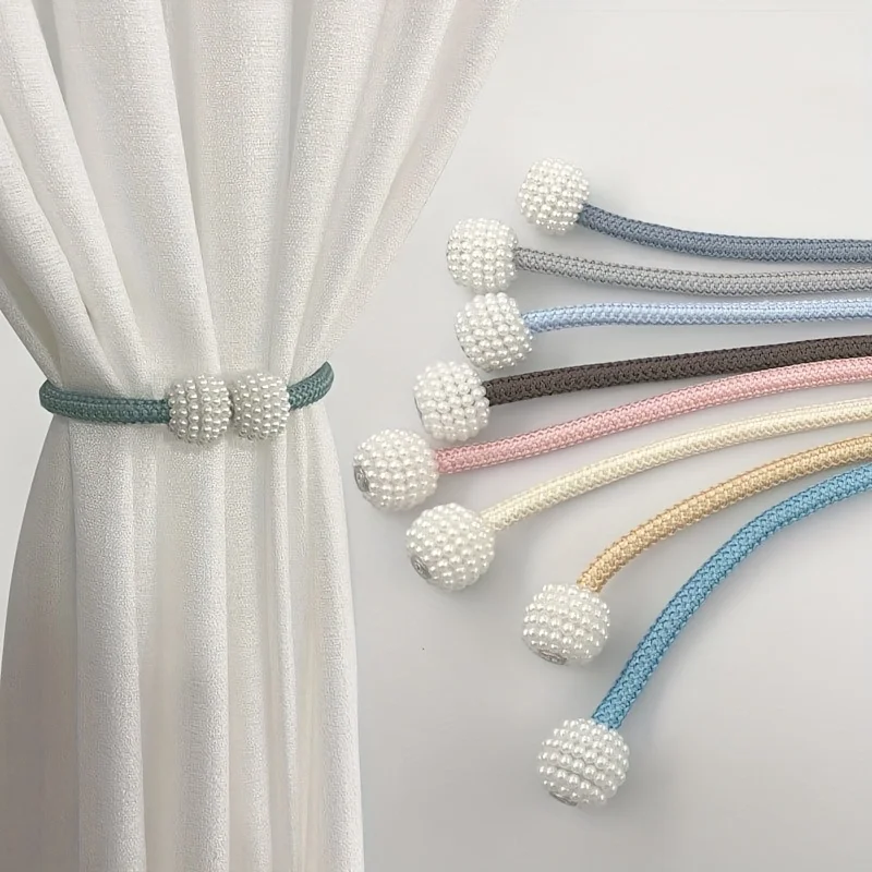 Simple curtain straps high strength magnetic attraction pearl magnetic buckle fabric storage strap