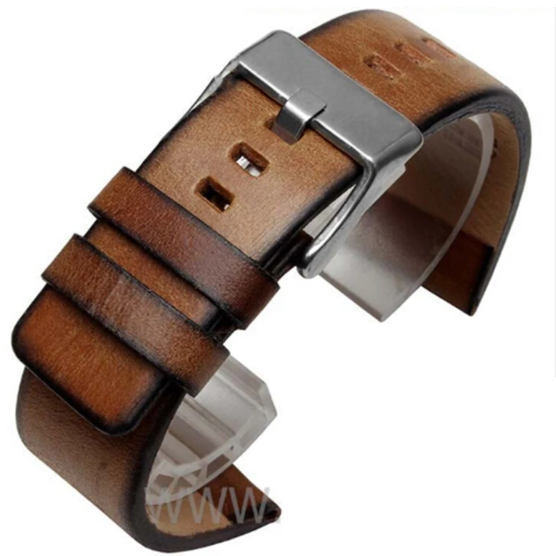 Quality Genuine Retro Leather Watchband for Men – Vintage Italian Leather Strap 22mm, 24mm, 26mm
