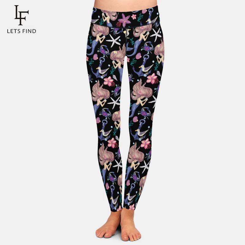 Letsfind Cartoon Leggings Mermaid Leggins Women Mermaid Leggings