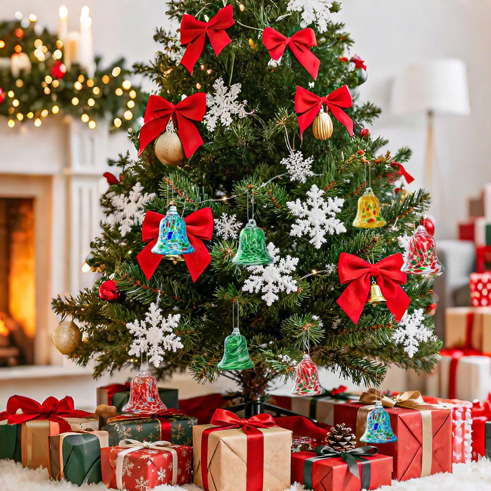 Christmas Bells For Decoration Aesthetic Festive Crafts Colorful Bells Holiday Christmas Decorations For Indoor Wall Door Window