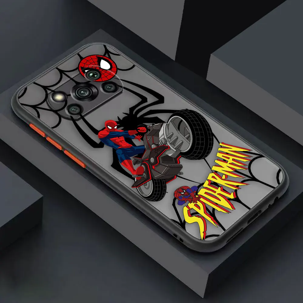 thumbnail image 1 of Matte Case for Xiaomi POCO X4 X3 X2 M4 M3 M2 F4 F3 GT F2 C40 CC9 PRO 4G 5G A3 MIX4 CIVI Case Funda Shell Marvel Spider-Man Combo, 1 of 5