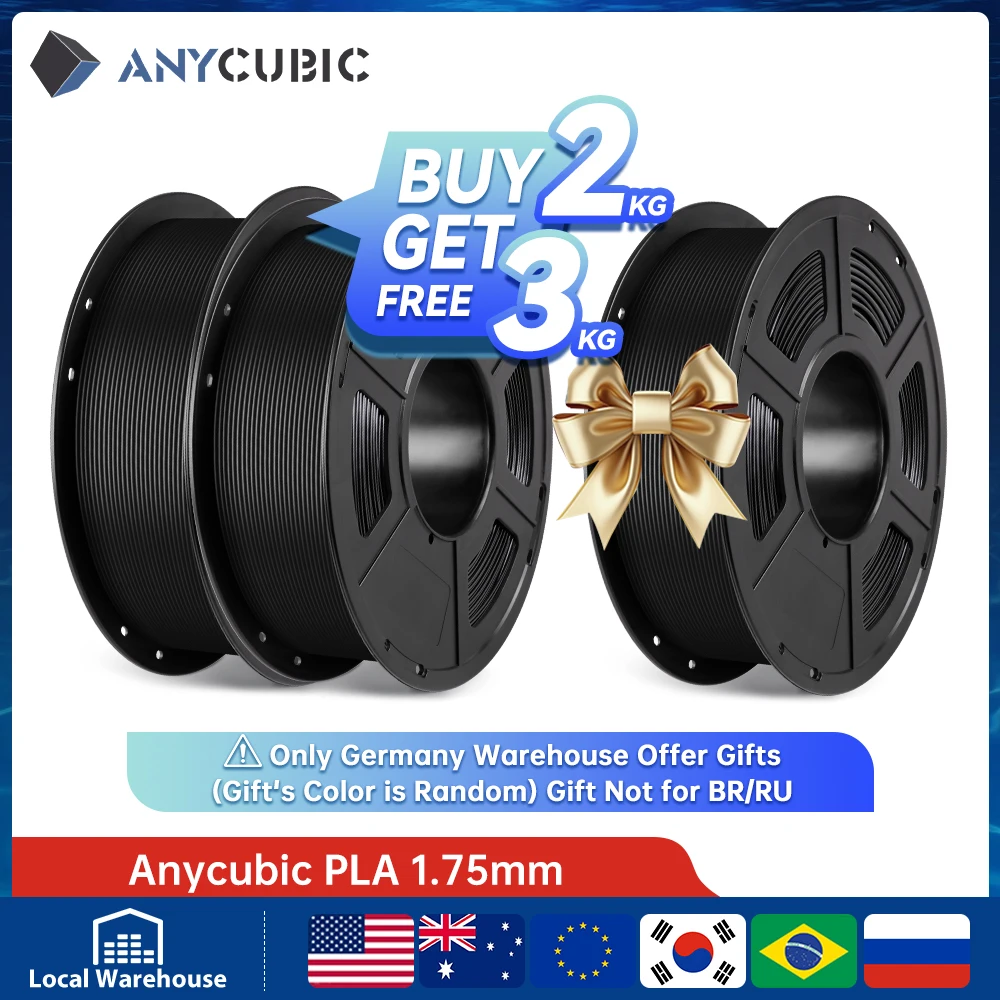 

ANYCUBIC 3D Printer Filament 1.75mm PLA Filament 1KG/Roll 9 Colors Neat Spool No Bubble No Plugging For 3d Printer Mega-S Chiron