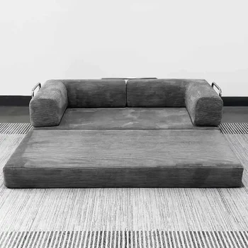 Boneless Couches for Living Room Air Compression Fabric Flannel Deformable Modular Couch Sectional Composable Teddy Sofa Bed