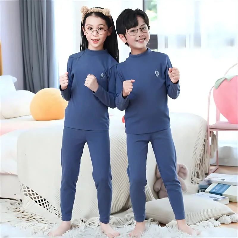 Children Turtleneck Thermal Underwear Set Winter Warm Boys Girls Long Johns Soft Teen Kids Pajamas 3 To 14 Years Boy Loungewear children underwear suits,children clothes
