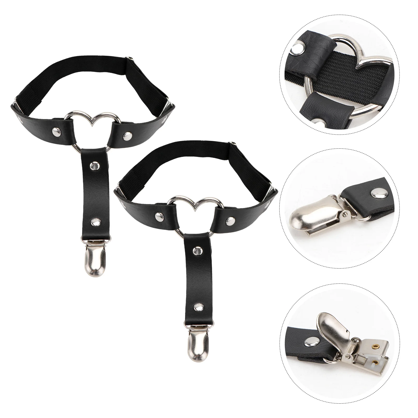 

2pcs Leg Harness Garter Belt Punk Gothic Thigh Ring Garter Body Harness Leg Garters with Metal Clip for Stockings ( Black )
