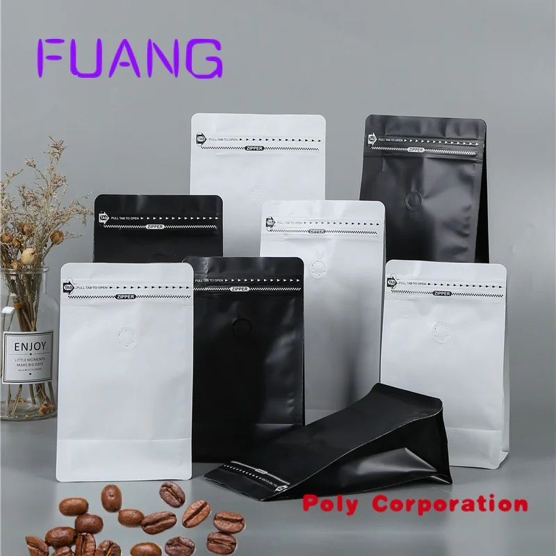 

Custom Free Sample Resealable 1kg 500g 250g Matt Flat Bottom Black Plastic Aluminum Foil Pack Coffee Bag With Valve And Zipper