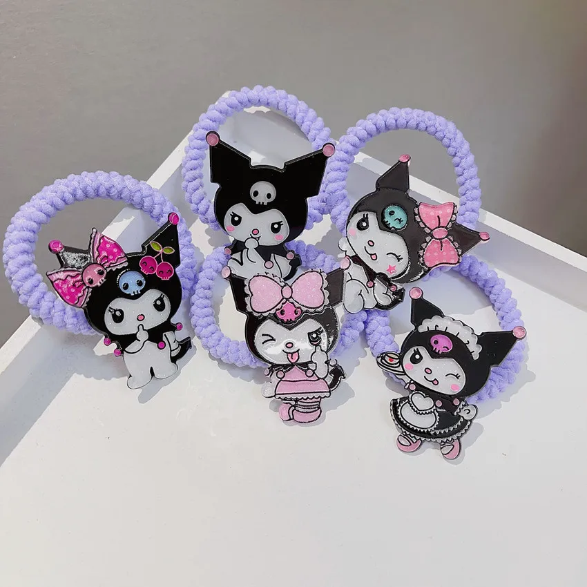 Kawaii Cartoon Sanrio Elastic Hair Rope Kuromi My Melody Cinnamoroll Hair Rubber Band Cute Hair Accessories for Girls 4