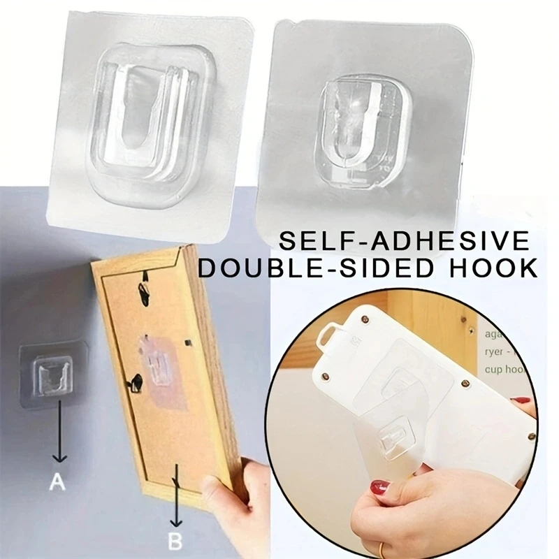 No Trace Mother-and-child Buckle Magic Self Adhesive Wall Hook Kitchen Bathroom Shelf Patch Strip Holder