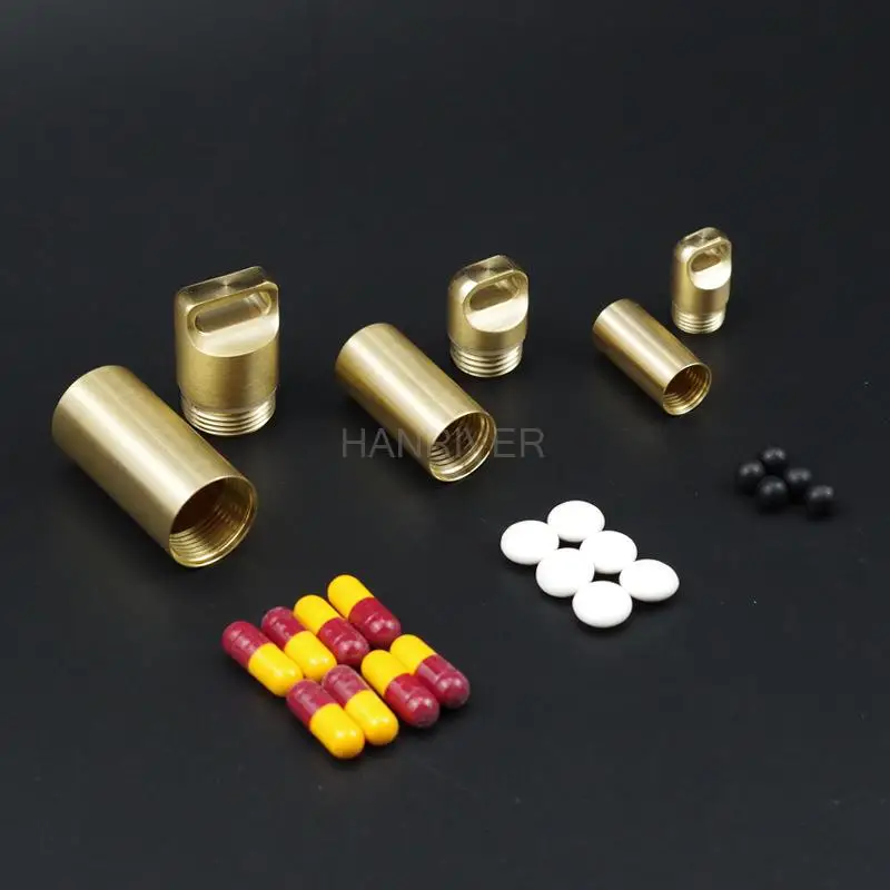 Storage Box Medicine Storage Container Copper Waterproof Pill Box Travel Pill Case Vitamins Container Mini Brass Capsules Organizer