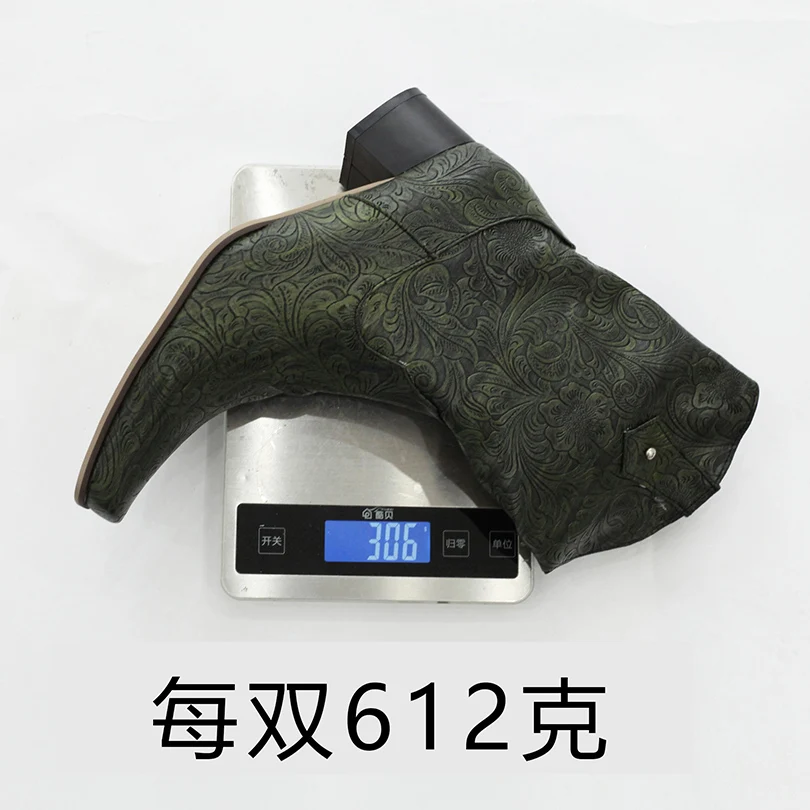 Plus Size Fretwork Flower Vintage Chelsea Boots Thick Heel Side Zipper Embroidered Rivet Women's Knight Boots