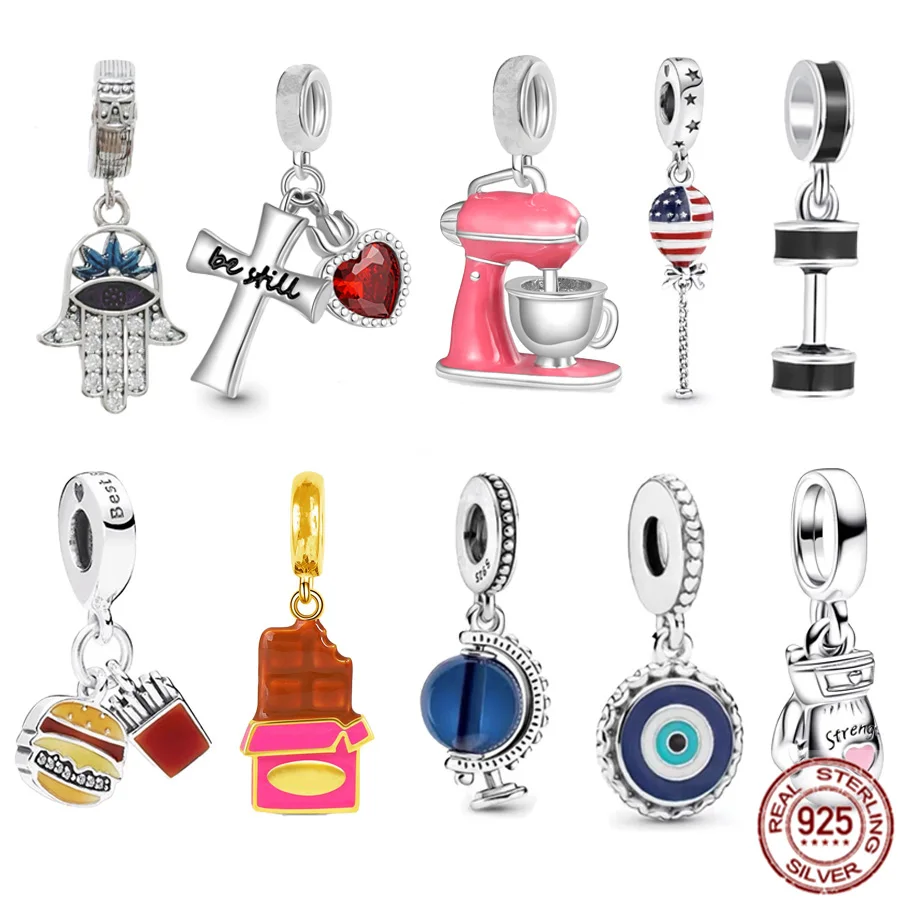 HotSaleBakersMixerBarbellBoxingGloveDangleCharmBeadFit