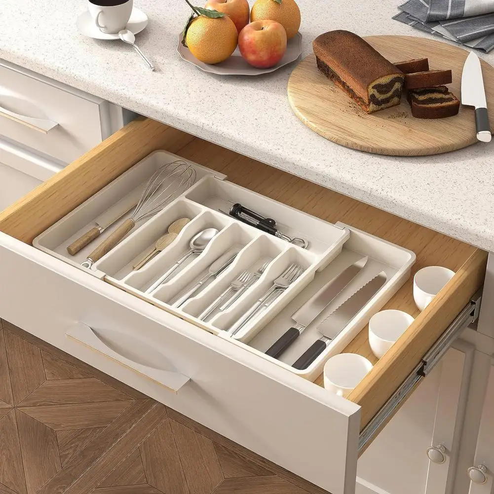 

Drawer Organizers For Desk 8 Compartments Adjustable Width Countertop Organization Tray Expandable Utensil Tray For Kitchen