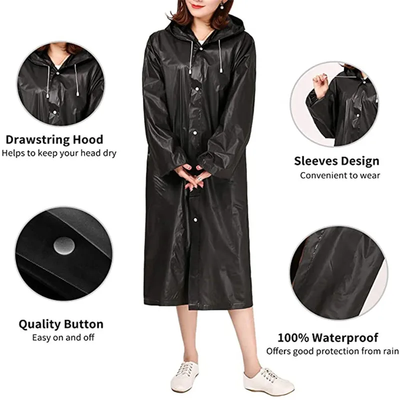 EVA Long Raincoat Unisex Male Women Rain Coats Poncho Suit Jacket Tourist Bike Ladies Running Hooded Hiking Rainwears Waterproof raincoat poncho