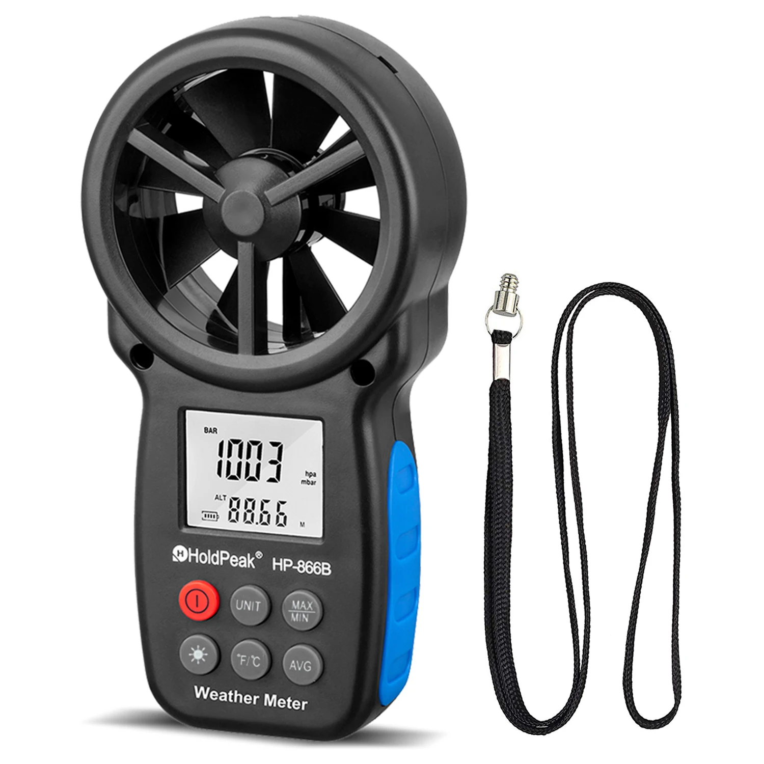 HoldPeak-HP-866B Digital Anemometer Handheld Wind Speed Meter for Measuring Wind Speed Temperature and Chill Measure Tool