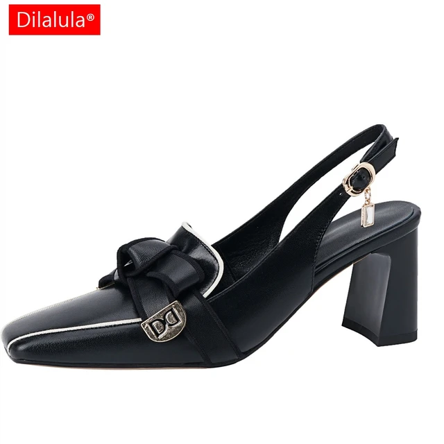 Dilalula 2025 Style français sandales en cuir véritable femmes bout couvert papillon noeud fête rencontres sandales bureau dames pompes 1