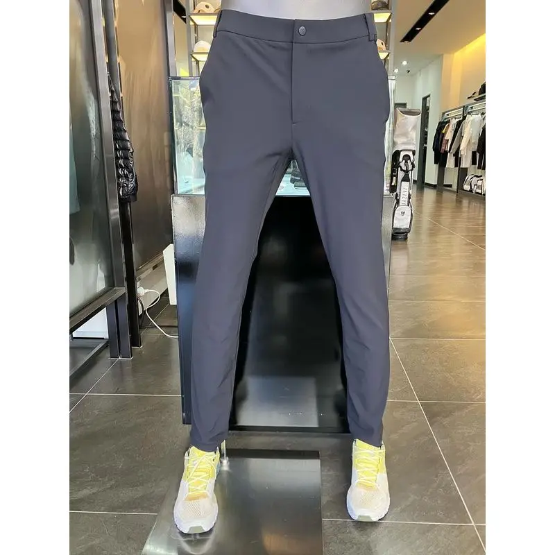 AMAZINGCRE New Men's Golf Clothing Solid Color Simple Versatile Straight Casual Small Foot Pants